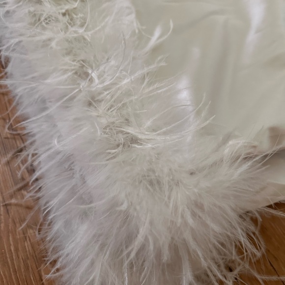 Ivy City Co White Satin Feather-Trim Pajama Set - Picture 5 of 7